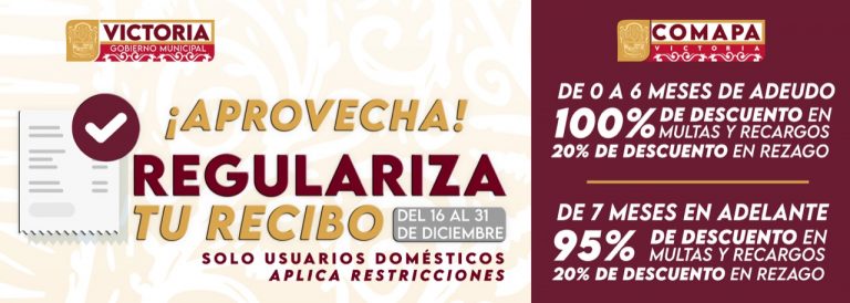 Invita COMAPA Victoria a los usuarios a regularizar su recibo