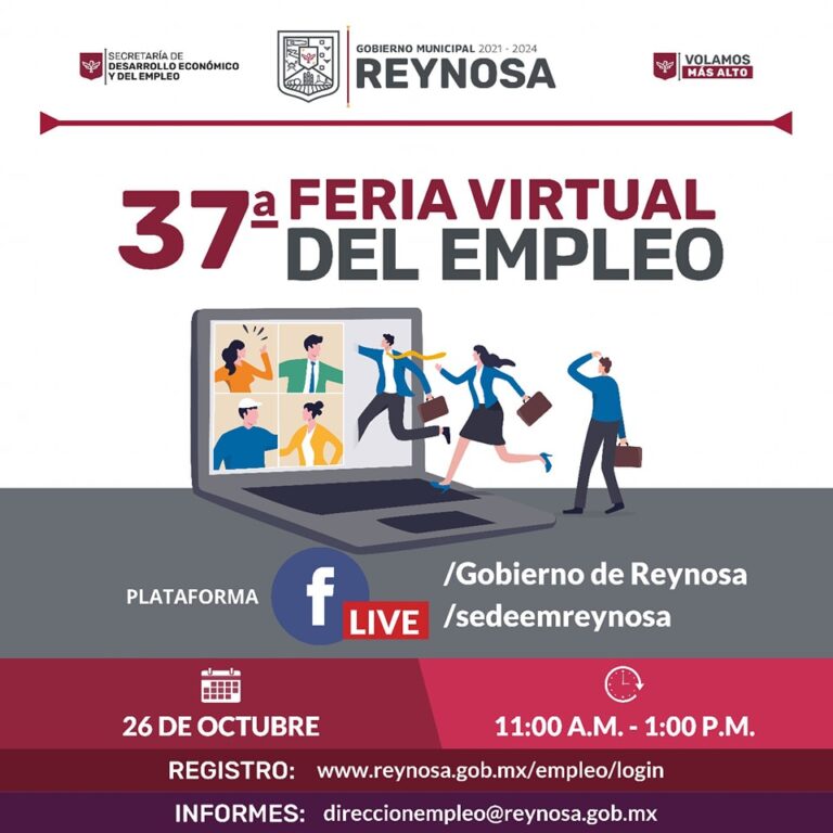 Lleva a cabo Municipio de Reynosa la 37ª Feria Virtual del Empleo